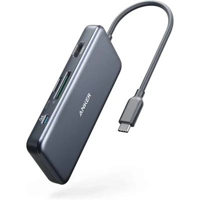 Anker USB C Hub, 341 USB-C Hub (7-in-1), with 4K HDMI, 100W Power Delivery, USB-C and 2 USB-A 5Gbps Data Ports, microSD and SD Card Reader