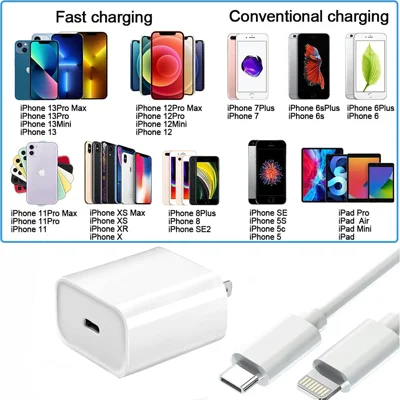 iPhone Fast Charger, USB C Fast Charger 20W PD Fast Adapter Type C Power Wall Charger with Cable Compatible iPhone 13/13 Pro Max/12/12