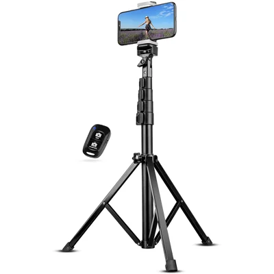 UBeesize 51" Extendable Tripod Stand with Bluetooth Remote for iPhone Android Phone, Heavy Duty Aluminum, Lightweight, Load Capacity: 1 Kg