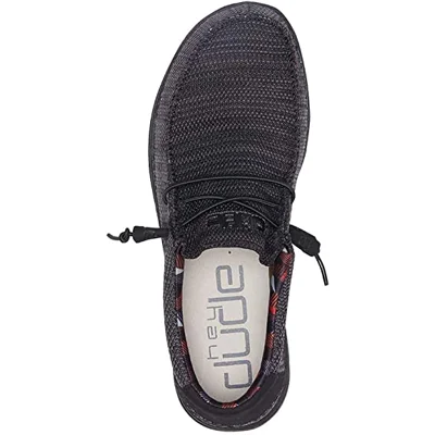 Hey Dude Men's Wally Onyx Multiple Colors | Men’s Shoes | Men's Lace Up Loafers | Comfortable & Light-Weight