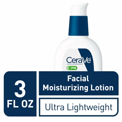 CeraVe PM Facial Moisturizing Lotion | Night Cream with Hyaluronic Acid and Niacinamide | Ultra-Lightweight, Oil-Free Moisturizer for Face | 3 Ounce