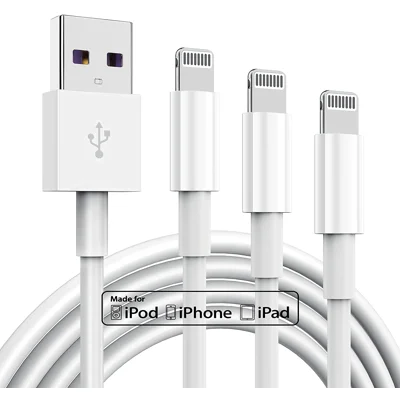 3 Pack Apple MFi Certified iPhone Charger Cable, Apple Lightning to USB Cable Cord, 2.4A Fast Charging Apple Phone Long Chargers for iPhone 12/11/11
