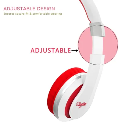 Elecder i41 Headphone for Kids Children Girls Boys Teens Foldable Adjustable On Ear Headphones with 3.5mm Jack White/Red