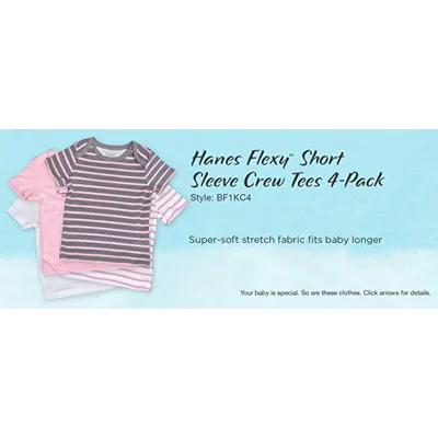 Hanes Ultimate Baby Flexy 4 Pack Short Sleeve