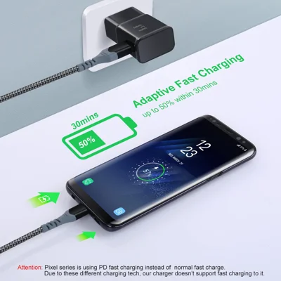 Adaptive Fast Charging Wall Charger with USB C Cable 10Ft, Excgood Fast Charger Power Adapter USB Type C Cable Fast Charging Compatible with Samsung
