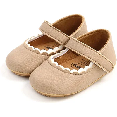 Baby Girls Mary Jane Flats Shoes with Non-Slip Soft Sole Toddler First Walkers Newborn Princess Dr..