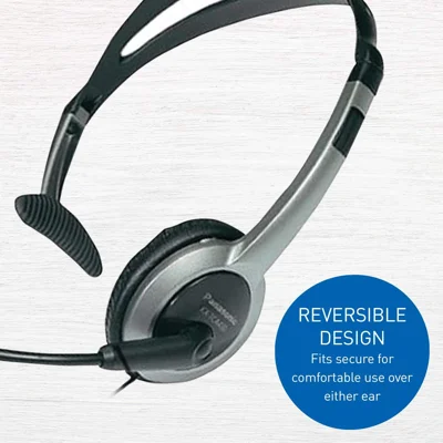 Panasonic Comfort Fit Headset for TCA Series Cordless Landline Phones, Foldable Headset with Flexible Microphone and Volume Control,Grey/Silver
