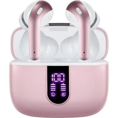 TAGRY Bluetooth Headphones True Wireless Earbuds 60H Playback LED Power Display Earphones with Wireless Charging Case IPX5 Waterproof in-Ear Earbuds
