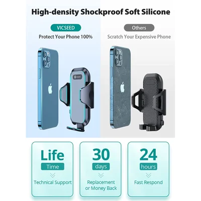 VICSEED Car Phone Mount, [Thick Case & Big Phones Friendly] Long Arm Suction Cup Phone Holder for Car Dashboard Windshield Air Vent Hands Free Clip