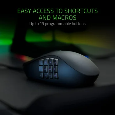 Razer Naga Trinity Gaming Mouse: 16,000 DPI Optical Sensor - Chroma RGB Lighting - Interchangeable Side Plate w/ 2, 7, 12 Button Configurations - Me