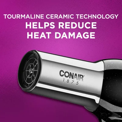 Conair 1875 Watt Full Size Pro Hair Dryer with Ionic Conditioning , Black / Chrome, 1 Count
