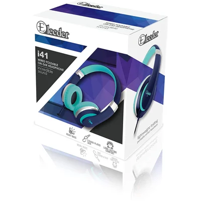 Kids Headphone Elecder i41 for Kids Children Girls Boys Teens Foldable Adjustable On Ear Headphones with 3.5mm Jack(Blue&Teal)