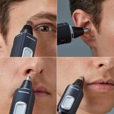Panasonic Ear and Nose Hair Trimmer for Men with Vacuum Cleaning System, Powerful Motor and Dual-Edge Blades for Smoother Cutting, Wet/Dry – ER-GN70