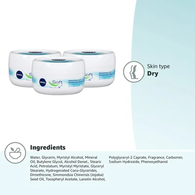 NIVEA Soft, Refreshingly Soft Moisturizing Cream, 3 Pack