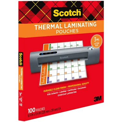 Scotch Thermal Laminating Pouches, 100-Pack, 8.9 x 11.4 Inches, Letter Size Sheets (TP3854-100)