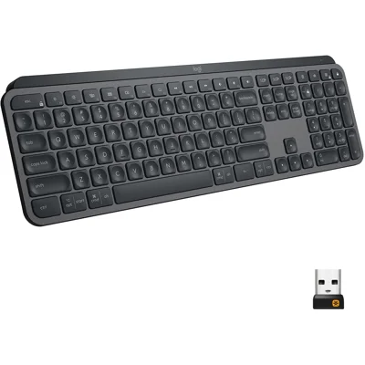 Logitech MX Keys Advanced Wireless Illuminated Keyboard, Tactile Responsive Typing, Backlighting, Bluetooth, USB-C, Apple macOS, Microsoft Windows,L