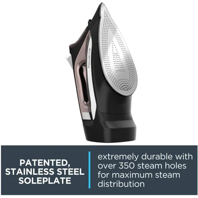 Rowenta DW2459 Access Steam Iron with Retractable Cord and Stainless Steel Soleplate, Black
