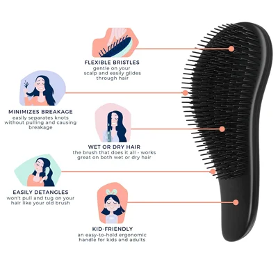 Crave Naturals Glide Thru Detangling Brush for Adults & Kids Hair. Detangler Hairbrush for Natural, Curly, Straight, Wet or Dry Hair. Hair Brushes