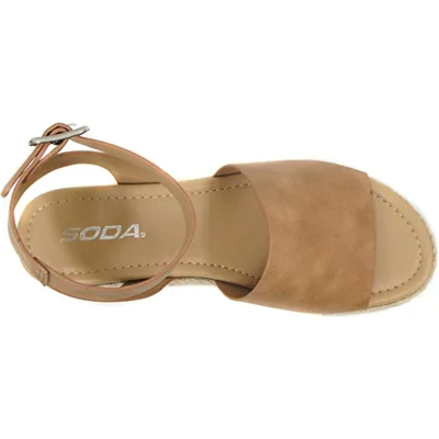 Soda Women's Topic Open Toe Buckle Ankle Strap Espadrille Synthetic sandals