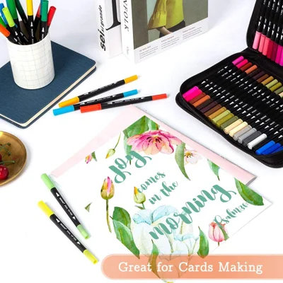 Nicecho Art Markers Dual Brush Pens , 60 Artist Coloring Marker , Fine & Brush Tip Pen Art Supplier for Kids Adult Coloring Book