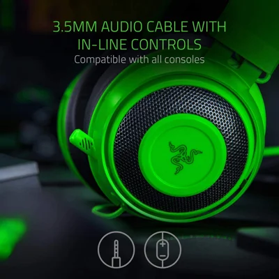 Razer Kraken Gaming Headset: Lightweight Aluminum Frame, Retractable Noise Isolating Microphone, For PC, PS4, PS5, Switch, Xbox One, Xbox Series X &