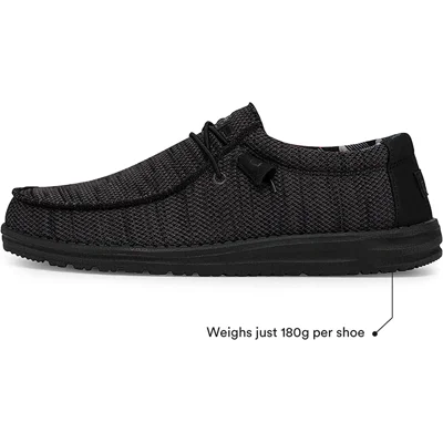 Hey Dude Men's Wally Onyx Multiple Colors | Men’s Shoes | Men's Lace Up Loafers | Comfortable & Light-Weight