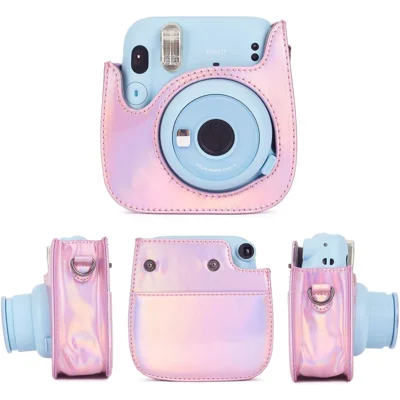 Phetium Instant Camera Case Compatible with Instax Mini 11,PU Leather Bag with Pocket and Adjustable Shoulder Strap (Magic Pink)