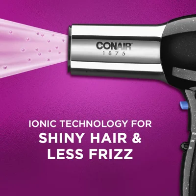Conair 1875 Watt Full Size Pro Hair Dryer with Ionic Conditioning , Black / Chrome, 1 Count