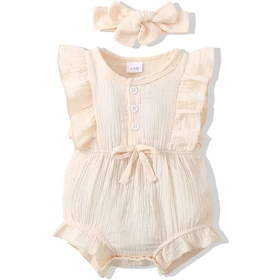Renotemy Newborn Infant Baby Girls Clothes Rompers Summer Jumpsuits Short Sleeve Romper Infant Bab..