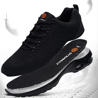 FENLERN Steel Toe Shoes for Women Safety Work Fashion Sneakers Lightweight Air Cushion Comfortable Indestructible Shoe Slip Resistant Breathable for