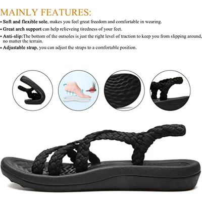 MEGNYA Women's Comfortable Walking Sandals with Arch Support, Athletic Hiking Sandals for women,Wadable Water Sandals