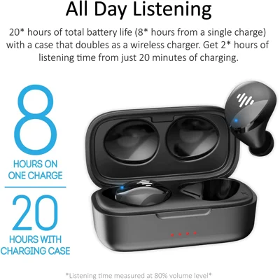 iLuv TB100 Wireless Earbuds, Bluetooth,20 Hour Playtime, IPX6 Waterproof Protection,Includes Compact Charging Case and 3 Ear Tips, Black