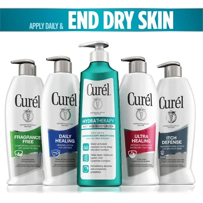 Curél Extra Dry Skin Therapy Lotion, , Body and Hand Moisturizer, Hydra Silk Hydration with Advanced Ceramide Complex, with Aloe Water, 12 Ounce