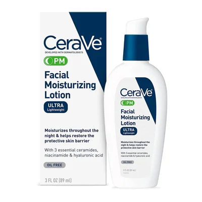 CeraVe PM Facial Moisturizing Lotion | Night Cream with Hyaluronic Acid and Niacinamide | Ultra-Li..