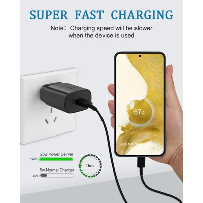 USB C Wall Charger,25W Super Fast Charger Block and 5FT Type C Charger Cable Fast Charging for Samsung Galaxy S22/S22Ultra/S21/S21+/S21Ultra/S20/S20