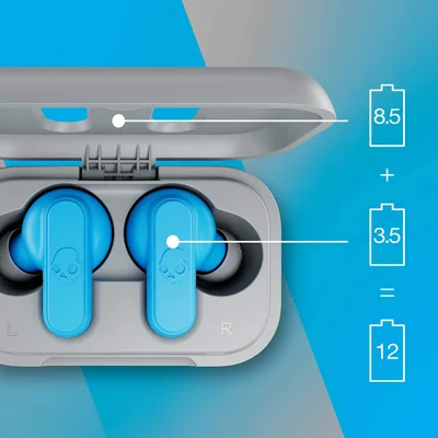Skullcandy Dime True Wireless in-Ear Earbuds - Light Grey/Blue