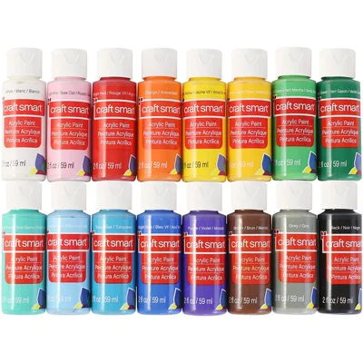 Craft Smart Acrylic Paint Set Value Pack, 16 Colors – All-Purpose Paint Kit Paint color for Beginn..