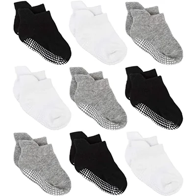 Zaples Baby Non Slip Ankle Socks with Non Skid Soles for Infants Toddlers Kids Boys Girls