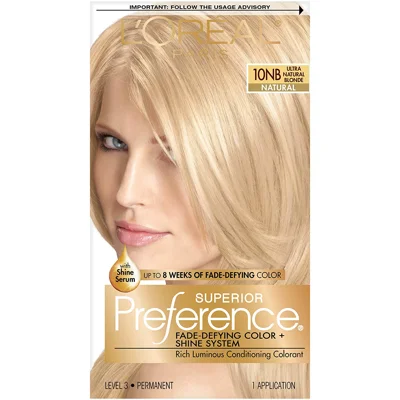 L'Oreal Paris Superior Preference Fade-Defying + Shine Permanent Hair Color, 10NB Ultra Natural Blonde, Pack of 1