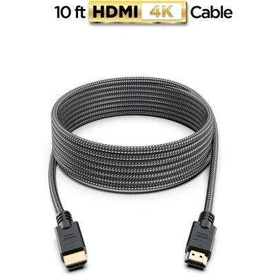 PowerBear 4K HDMI Cable 10 ft | High Speed Hdmi Cables, Braided Nylon & Gold Connectors, 4K @ 60Hz, Ultra HD, 2K, 1080P, ARC & CL3 Rated