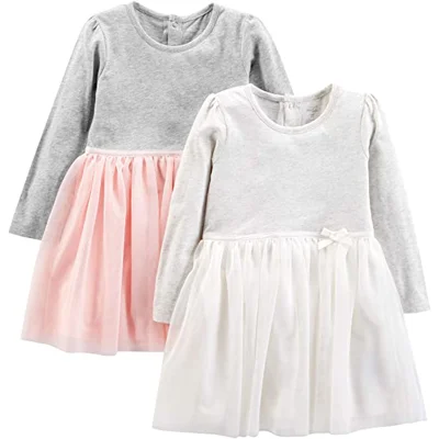 Simple Joys by Carter's Toddler Girls Long-Sleeve Dress Set with Tulle , Pack of 2
