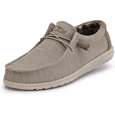 Hey Dude Men's Wally Onyx Multiple Colors | Men’s Shoes | Men's Lace Up Loafers | Comfortable & Light-Weight