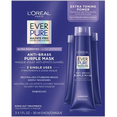 L'Oreal Paris EverPure Ultra Pigmented Anti Brass Purple Rinse-Out Mask for Bleached, Blonde or Hi..