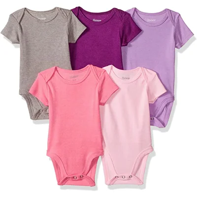 Hanes Ultimate Baby Girls Flexy 5 Pack Short Sleeve Bodysuits