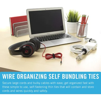 VELCRO Brand ONE-WRAP Cable Ties | 100Pk | 8 x 1/2" Black Cord Organization Straps |for Home,Office