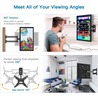 Full Motion TV Monitor Wall Mount Bracket Articulating Arms Swivels Tilts Extension Rotation for Most 13-42 Inch LED LCD Flat Curved Screen TVs
