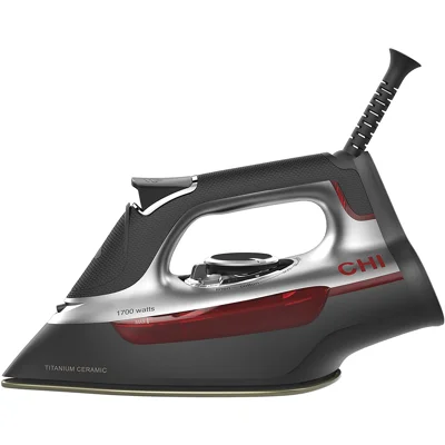 CHI Steam Iron for Clothes with Titanium Infused Ceramic Soleplate, 1700 Watts, XL 10’ Cord, 3-Way Auto Shutoff, 300+ Holes, Professional Grade