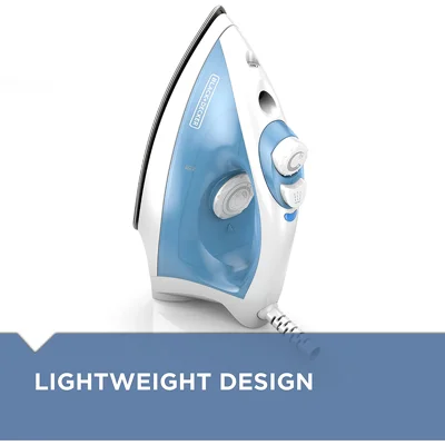 BLACK+DECKER Steam Iron with Pivoting Cord, Nonstick Soleplate, Blue, F210