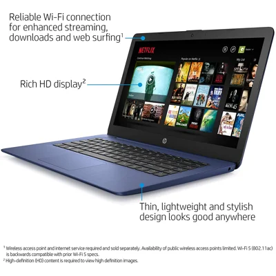 HP Stream 14-inch Laptop Intel Celeron N4000, 4 GB RAM, 64 GB eMMC, Windows 10 Home in S Mode With Office 365 Personal For 1 Year(Blue)
