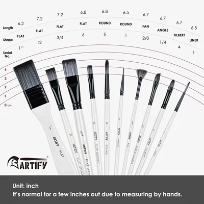 ARTIFY 10 Pcs Paint Brush Set Includes a Carrying Case ,Watercolor and Gouache Painting Paint Colors